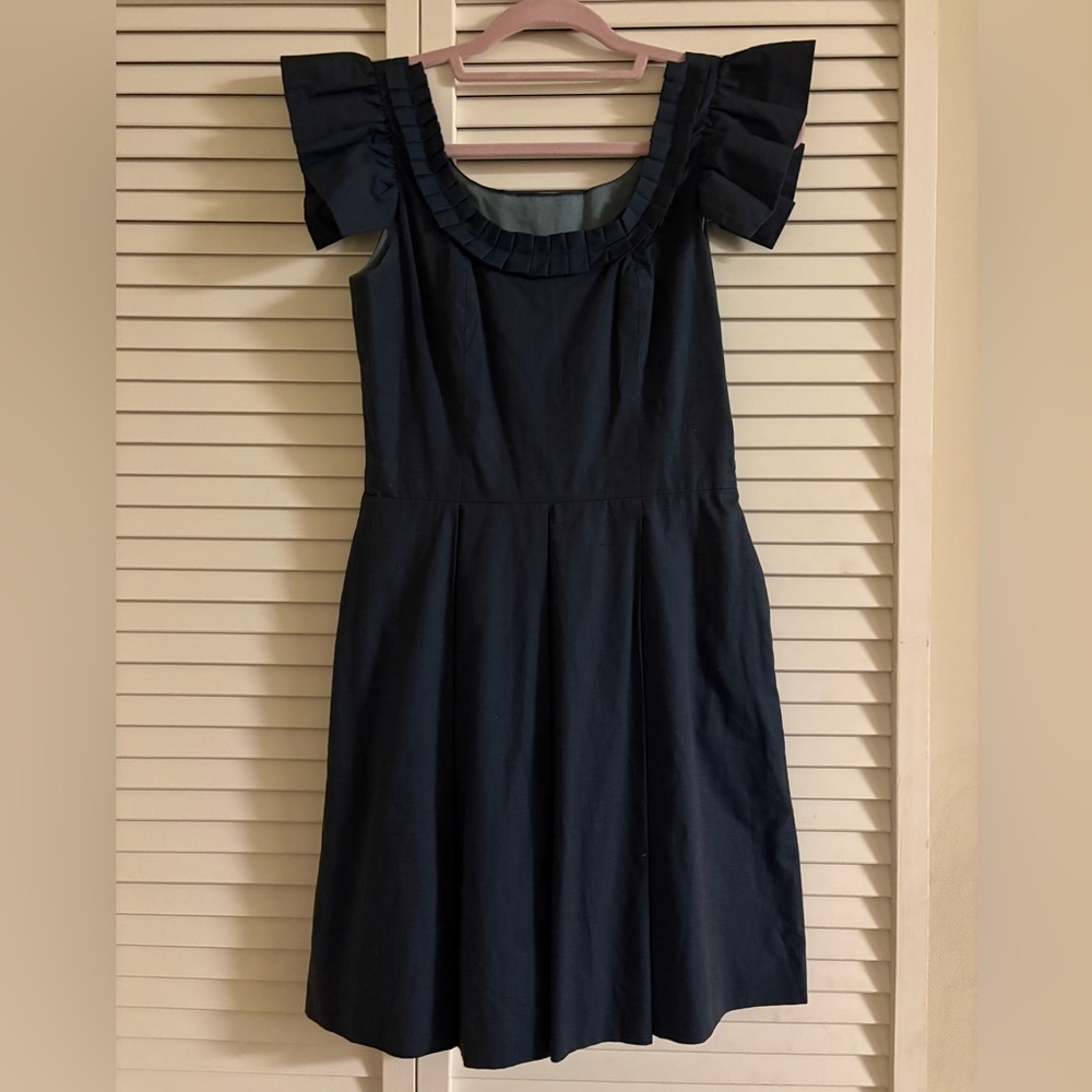 Kirribilla Navy Pleated Dress with Ruffle Sleeve Sz 2